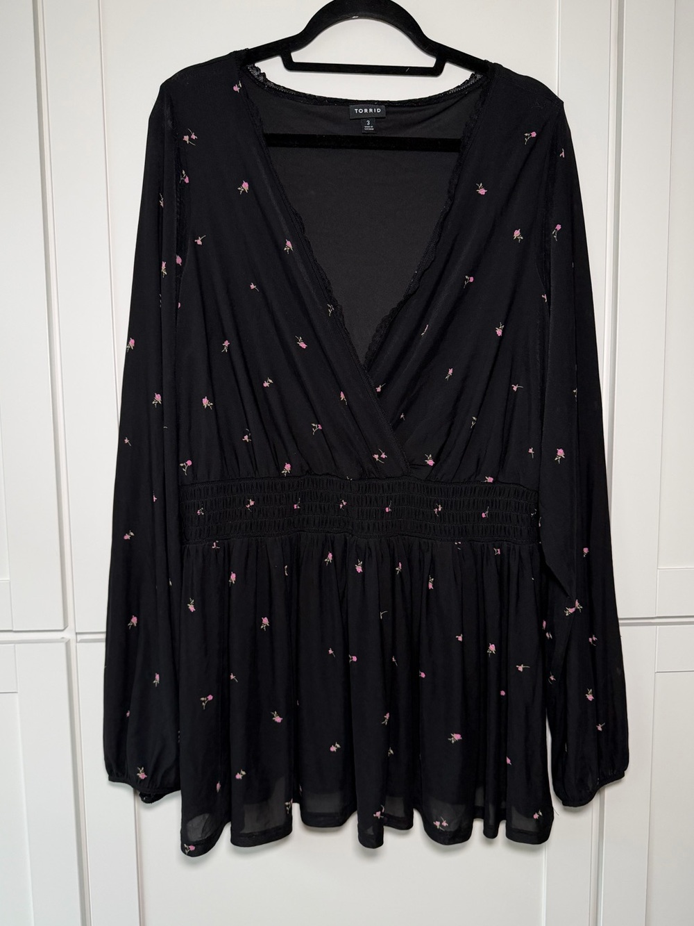 NWOT Torrid Floral Lace Mesh Flowy Long Sleeve Blouse Whimsical Fairy